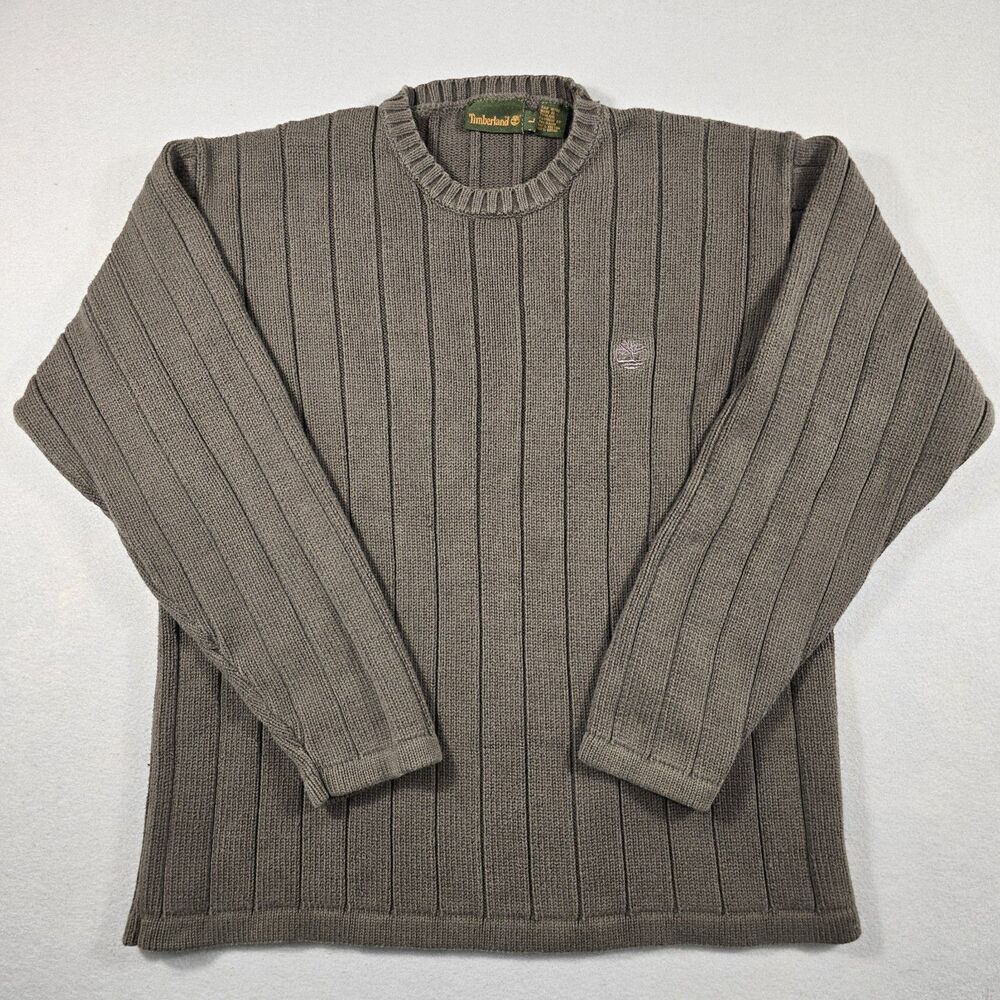 Vintage Timberland Men's Large Green Crewneck Pullover Sweater 100% Cotton